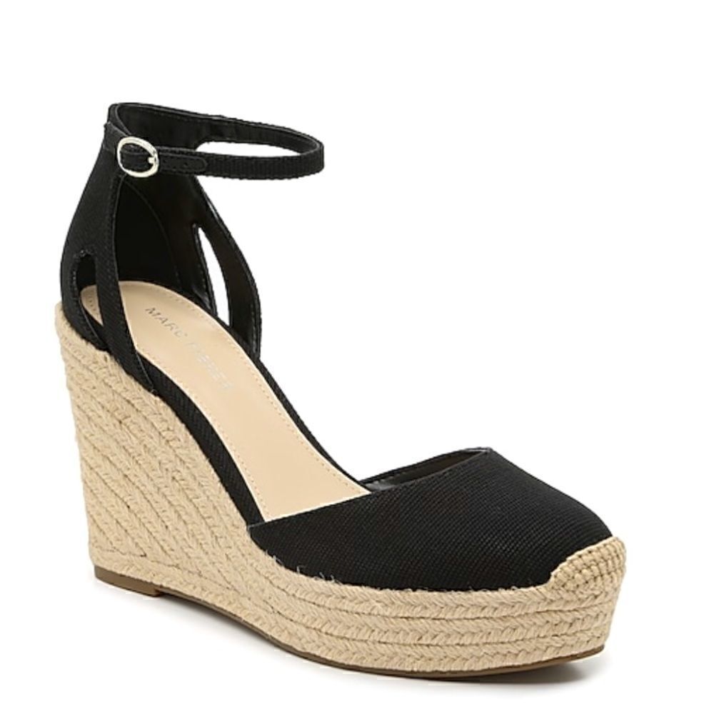 Marc Fisher Teelan Esapdrille Wedge Sandals Black